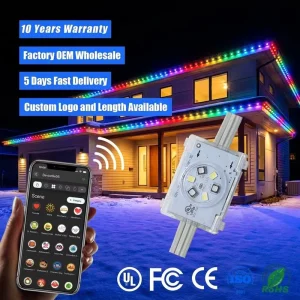 48V RGBIC Smart Rainbow 6-LED Outdoor Point Lights, 300ft 400ft, IP68 Waterproof, for Eave Decor