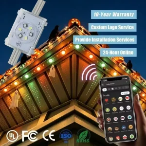 48V Rgbw Color Changing Outdoor Permanent Christmas Lighting Addressable Smart Wifi Controller IP68 Waterproof Rgbic Point Light