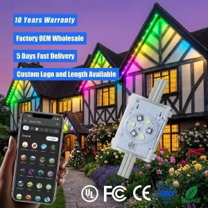 48V Smart App Controller for Permanent Outdoor Christmas Lighting, UCS2904 IP68 Waterproof Eave Pixel Point Lights