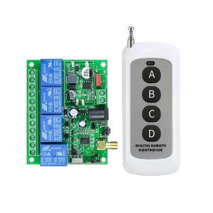 4CH 12V 24V 36V DC 10A Rolling Code 30m Waterproof Relay Receiver Wireless Remote Control Switch for Door Opener and Garage