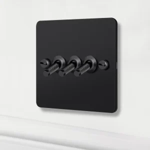 4mm Ultra-Thin Black Stainless Steel Surface-Mount Toggle Switch 1 2 3 4 Gang 2-Way 10A Child Lock Home Retro