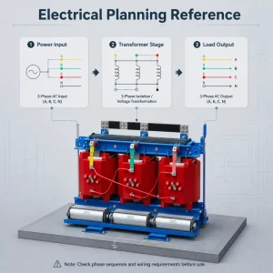 500kVA Dry Type Three Phase 11kV Power Transformer Cast Resin Silicon Steel Laminated Core IEC60076 Custom KVA Voltage