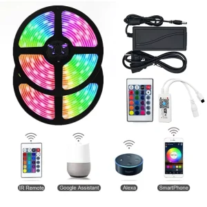 5050 LED Strip Light 60led Meter 5m 10m DC12V RGB WiFi Smart Strip RGB Stripe Flexible Light WiFi 24keys Controller Adapter