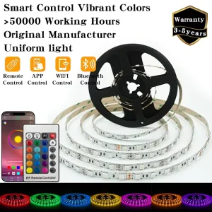 5050 RGB/RGBW LED Strip Light 12V/24V 10mm 5m/10m Roll Wi-Fi Bluetooth App Control