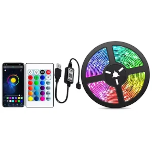 5050 WS2812B WS2813 RGBIC Smart Flexible LED Strip Light, 12V/24V, 30/60 LEDs, 5m Roll