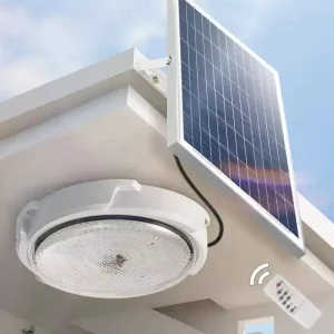 50W Solar LED Ceiling Light IP65 with 8-Hour Continuous Lighting Rechargeable Battery and Remote Control for Garden Porch