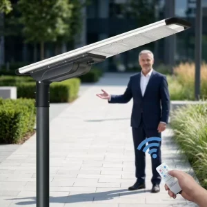 50W Solar LED Street Light with Integrated CCTV Camera IP66 Waterproof LiFePO4 Battery Smart Control