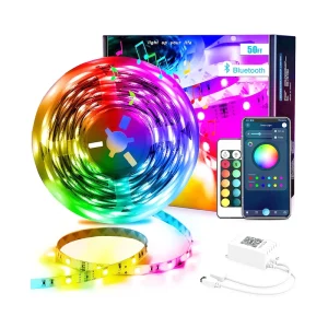 50ft 15M 5050 RGB Flexible Smart LED Strip Light 12V Christmas Festival Holiday Interior House Decoration APP Light Strings