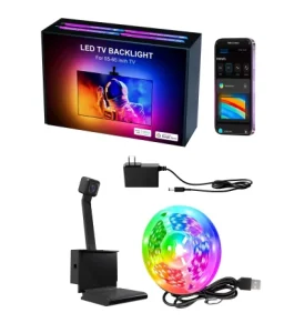 55 65 Inches Smart TV Backlights Light Strings Plastic 12V APP Control RGBIC LED Strip Light Sync with TV Color Alexa Control