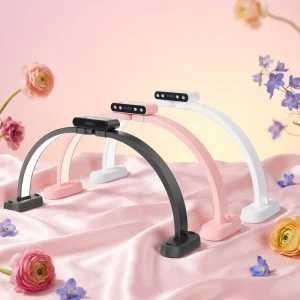 55/70cm Foldable Professional Led Nail Table Light Beauty Eyelash Extension Desk with Digital Display Screen and Phone Holder
