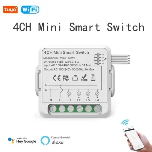 5A 4 Channel Perfect for LED Lights & Low Watt Devices Controller 1CH Remote Control Via Smart Life App Home Use