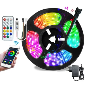 5M RGB LED Smart Strip Light IP65 Remote Control 16 Colors USB 5V Dimming