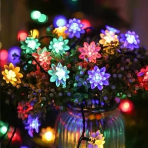 5Meter 20LED LED Solar Double Layer Lotus String Lights Christmas Day Fashing Lights Outdoor Garden String Lights
