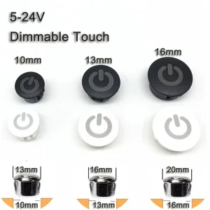 5V 12V 24V Touch Sensor Dimmer Switch No-Limit On/Off IP37 PC Material for Hotel, Kitchen Cabinet, and LED Lights