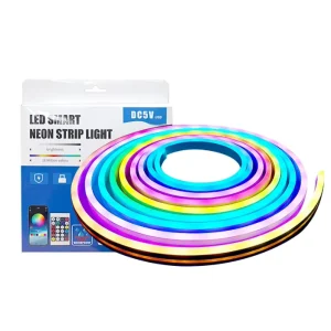 5V 6×13mm 5m RGBIC Silicone LED Neon Strip Light Flexible USB Controller