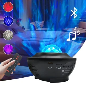 5V LED Night Light Projector with Bluetooth Music Speaker and Star Remote Control
