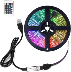 5V RGB 5050 3M Smart LED Strip Light USB IP20 Flexible Remote Control TV Backlight