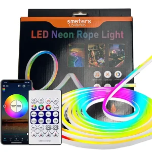 5V Smart APP Control USB RGBIC Rope Strip Flex LED Neon Strip Lights Silicone Body IP66 Waterproof for Home