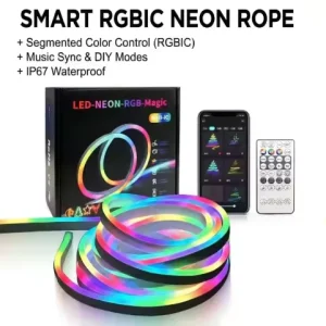5V Smart App-Controlled USB RGB IC Rope LED Neon Strip Light Silicone Body IP67 Waterproof for Home