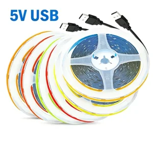 5V USB COB LED Strip Light 5V Low Voltage Flexible LED Tape 320 LEDs/m 3000K-6000K Factory