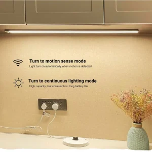 5V USB Rechargeable Magnetic Wall LED Light Bar with Motion Sensor for Wardrobe and Cabinet Lighting