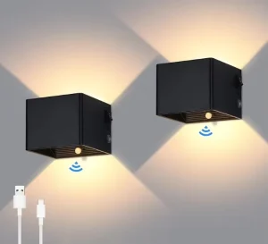 5W USB Rechargeable Battery-Operated LED Wall Light with PIR Sensor and Magnetic Mount