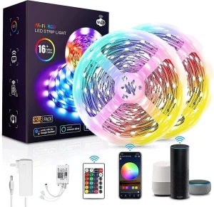 5m 10m 15m 20m 5050 RGB Smart LED Strip Light with WiFi App and Remote Control for Home, Bedroom, Kitchen, TV and Ceiling