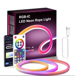 5m 16.4ft IP67 Waterproof RGB IC Addressable LED Neon Light Strip, Remote Control, Voice Control, Wi-Fi