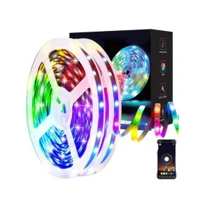 5m 16.4ft Smart RGB LED Strip Lights 5050 Music Sync with APP & for Bluetooth Remote Control Room Decor 12V PCB Body Material