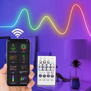 5m IP65 Waterproof USB 5V RGBIC Neon Light String Kit with for App & Remote Control Flexible LED Strip for Indoor Use