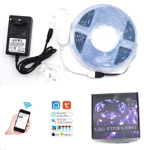 5m Smart IP67 Waterproof Dimmable Touch-Control RGB SMD5050 LED Strip Light DC12V EU Adapter