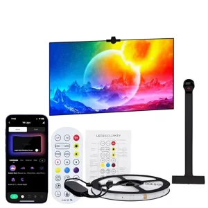 5m TV LED Backlights with AR Sensor Sync for 55-60 Inch TVs, Multicolor RGB, Remote, Cuttable