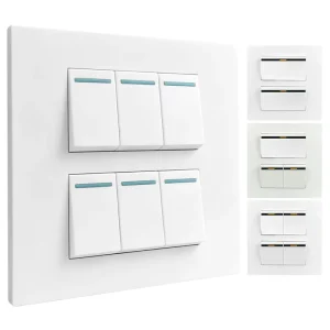 6 Gang Rocker Wall Switch 16A 1/2 Way IP44 Copper White Matte Finish Industrial Electrical Switch Europe/UK Market