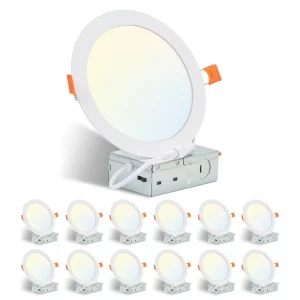 6 Inch 12W Adjustable CCT LED Can Lights 12 Pack Recessed Ceiling Panel Downlights for Bedroom Kitchen Bathroom