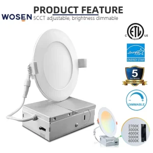6-Inch Aluminum LED Panel Lamp ETL Recessed Ceiling Light Dimmable 4000K-6500K for Bedroom and Home Office