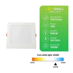 6-Inch Round SMD2835 LED Panel Light 12W 6500K Flicker-Free CRI 70 Surface-Mounted Ceiling Light for Home and Office