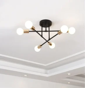 6-Light Sputnik Industrial Semi-Flush Mount LED Ceiling Chandelier with E26 Base