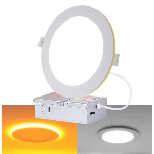 6-Pack 4-6 Inch IP44 Aluminum LED Recessed Downlights, Canless, Ultra Thin, with Night Light