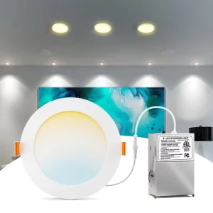 6-Pack ETL 6-Inch 12W LED Recessed Downlights, 5CCT Dimmable, 3000K, Round Aluminum