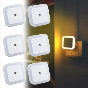 6-Pack Mini LED Night Light Dusk-to-Dawn Sensor Wall Lamp Office 220V EU/US Plug ABS