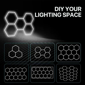 6000K 220V Dimmable Hexagon Grid Ceiling Light for Auto Repair and Car Detailing Workshops