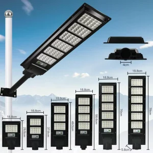 600W IP66 Waterproof ABS Smart All-in-One Solar Street Light with Sensor for Outdoor Roads