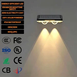 600mAh Intelligent Lighting Control System Solar Garden Fence Wall Lights for Outdoor Garden Backyard Pathway Yard Deck Decor