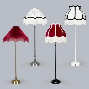 60cm Modern E27 LED Table Lamp Iron Base Scallop Fabric Shade Adjustable Height Touch Control Dimmable Brightness