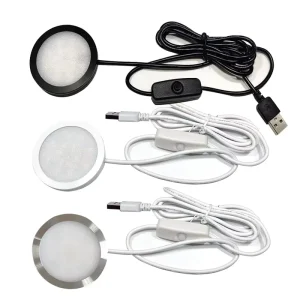 60x60mm USB LED Puck Lights Modern Design Indoor Ceiling Lamp for Kitchen Cabinet & Camper Caravan RV Lighting