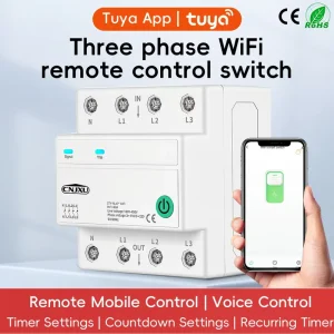 63A 4P WiFi Smart MCB with 4 Relays, L/N Cutoff, Remote Control, Timer, Countdown, and Cycle Timing, AC 3x110V/3x230V