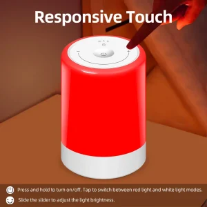 670nm Red Night Light USB Rechargeable Scheduled Shutdown Touch Control Dimmable Bedside Lamp for Sleep Aid T1R