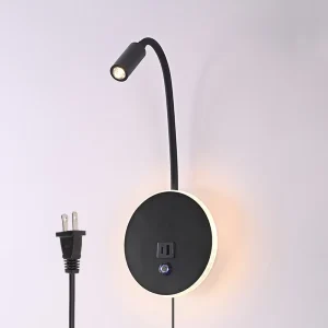 6W 3W Hotel Wall Light With USB Port Gooseneck Headboard Bedside Reading Lamp Flexible Wall Mounted Lamp