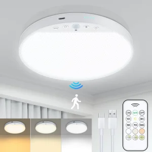 6W 8W Rechargeable Ceiling Light with 5000mAh Battery Motion Sensor Remote Control and Dimming for Bedroom Corridor