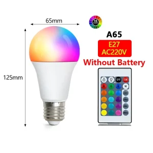 7W 9W 12W RGB LED Light Bulb E27 A60 A65 A70 Screw Base Lamp With Remote Control 16 Colors AC 165 265V LED Bulb for Home Dec